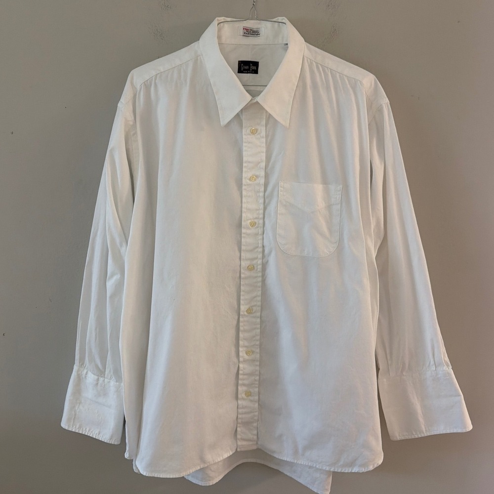 Gitman Bros Mens White TTX Pinpoint Cotton Oxford Dress Shirt 19-33 Made in USA